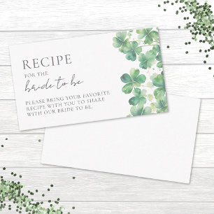 Lucky In Love Recipe Clover Bridal Shower Enclosure Card