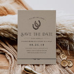 Lucky in Love | Rustic Kraft Save The Date<br><div class="desc">Rustic save the date design printed on brown kraft paper features dark plum brown lettering with "lucky in love" and a pair of horseshoes at the top,  accented with knotted rope detailing along the bottom.</div>