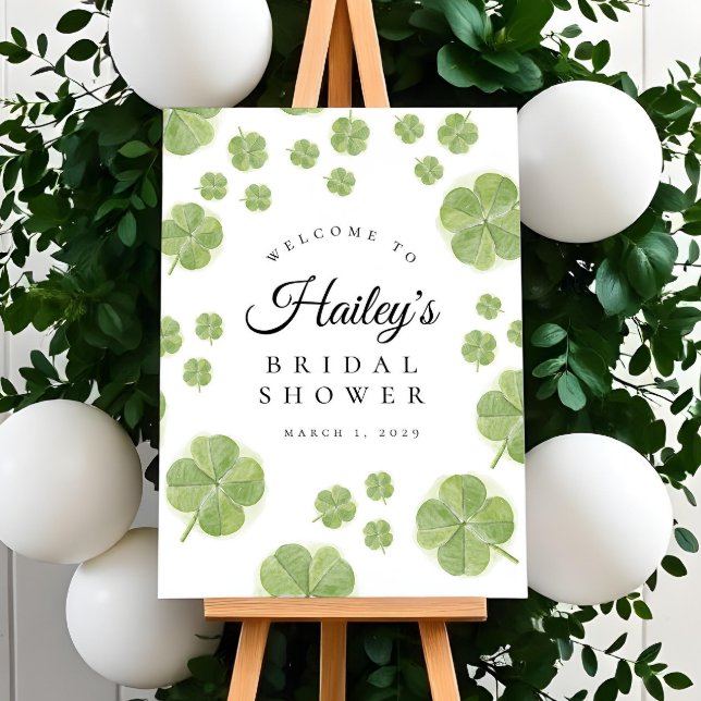 Lucky in Love Shamrock Bridal Shower Welcome Sign (Creator Uploaded)
