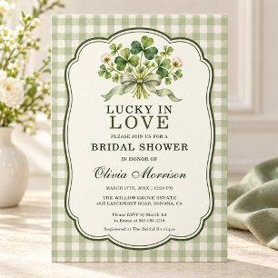 Lucky in Love Shamrock Clover Bridal Shower Invitation