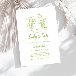 Lucky in Love Shamrock Horseshoe Bridal Shower Invitation