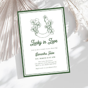 Lucky in Love Shamrock Horseshoe Bridal Shower Invitation