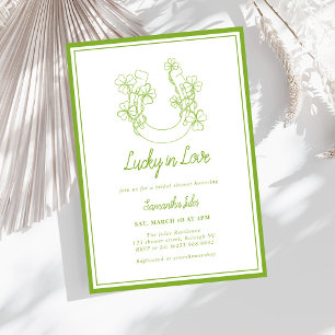 Lucky in Love Shamrock Horseshoe Bridal Shower Invitation