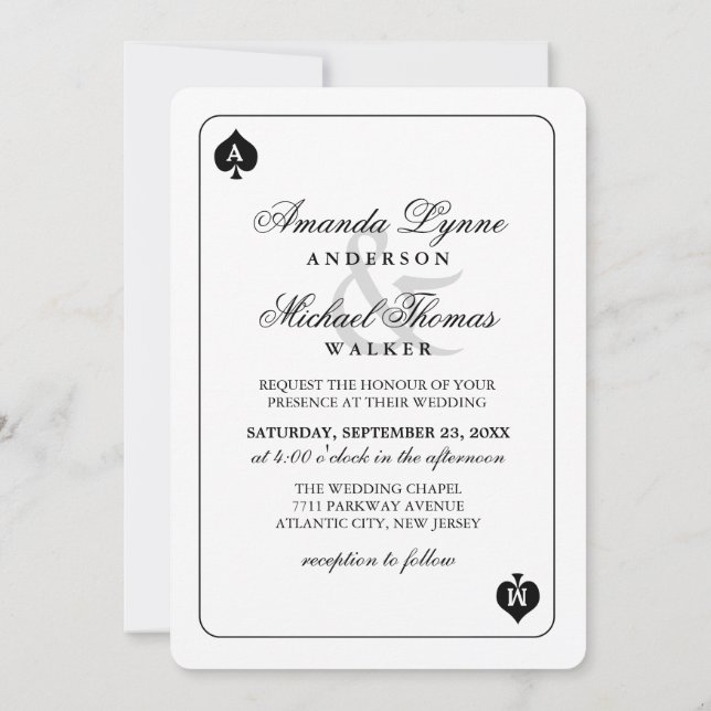 Lucky in Love - Spades Playing Card Wed Invitation (Back)