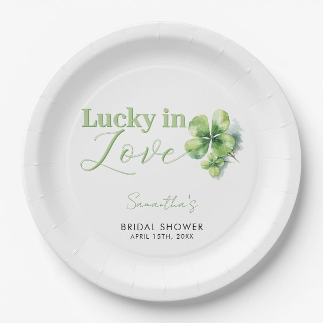Lucky in Love St Patrick's Bridal Shower  Paper Plate (Front)