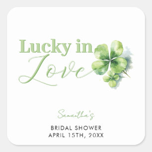 Lucky in Love St Patrick's Bridal Shower  Square Sticker