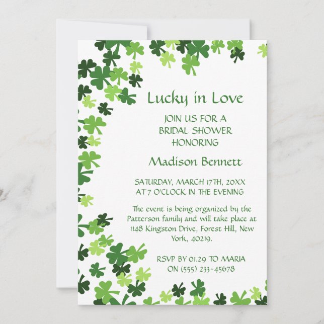 Lucky In Love St. Patrick's Day BABYShower CARD (Front)