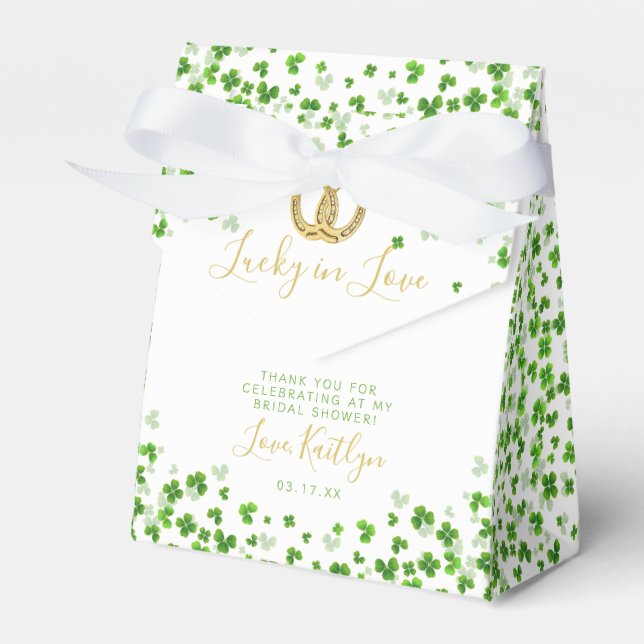 Lucky In Love St. Patrick's Day Bridal Shower Favour Box (Front Side)