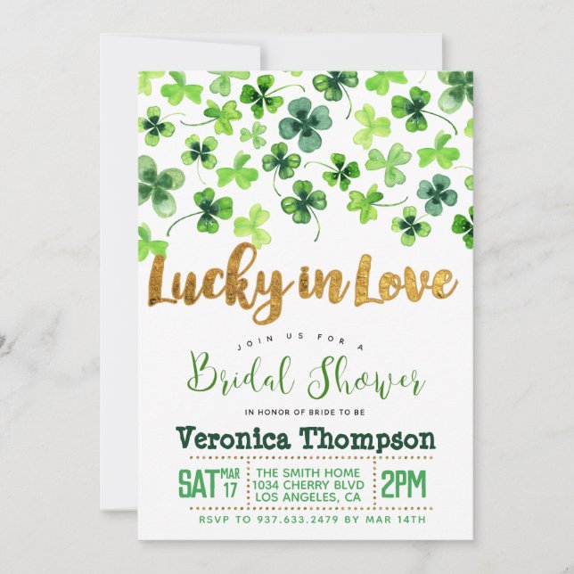 Lucky in Love St. Patrick's Day Bridal Shower Invitation (Front)