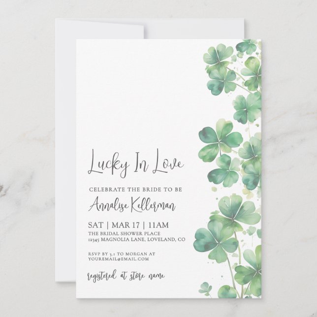 Lucky In Love St. Patrick's Day Bridal Shower Invitation (Front)