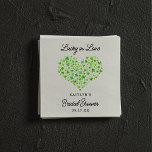 Lucky In Love St. Patrick's Day Bridal Shower Napkin<br><div class="desc">Celebrate in style with these sweet, modern and very trendy "Lucky in Love" bridal shower napkins. The design features a green shamrock watercolor love heart with easy to personalise typography wording which is perfect for a St. Patrick's day or Irish themed wedding celebration. Matching items can be found in the...</div>