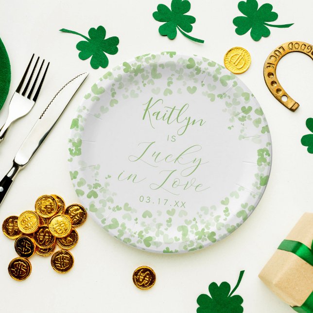 Lucky In Love St. Patrick's Day Bridal Shower Paper Plate (Creator Uploaded)