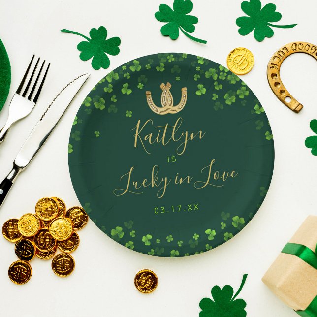 Lucky In Love St. Patrick's Day Bridal Shower Paper Plate (Creator Uploaded)