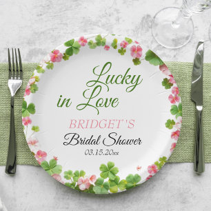 Lucky in Love St. Patrick's Day Bridal Shower Paper Plate