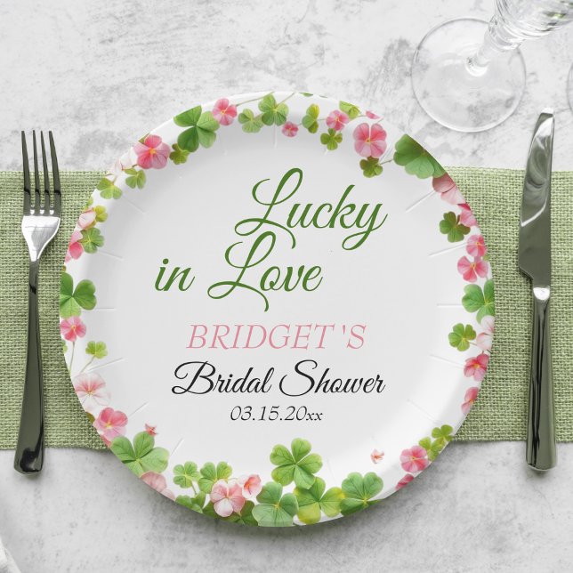 Lucky in Love St. Patrick's Day Bridal Shower Paper Plate (Creator Uploaded)