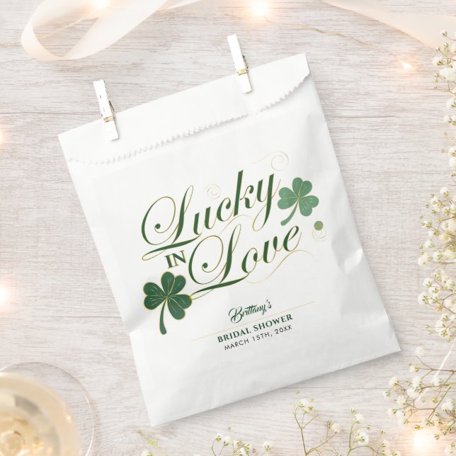 Lucky in Love St Patrick's Modern Bridal Shower  Favour Bags (Clipped)