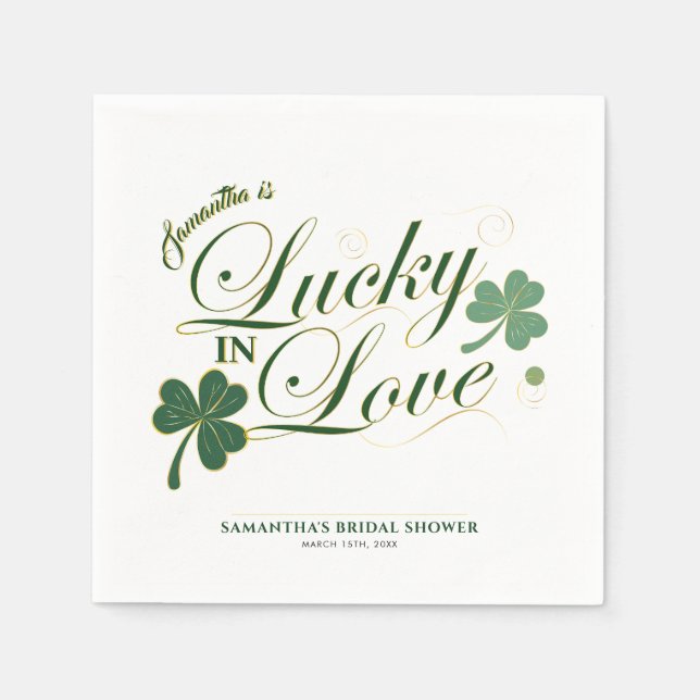 Lucky in Love St Patrick's Modern Bridal Shower  Napkin (Front)