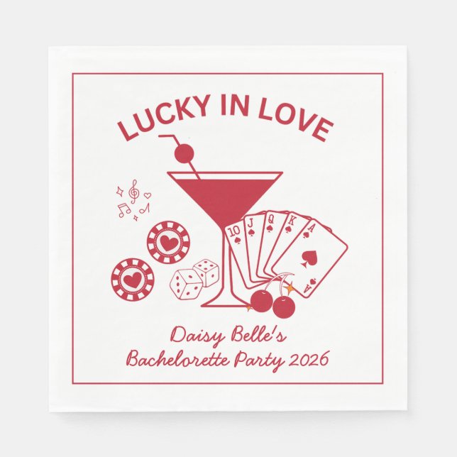Lucky In Love Vegas Bachelorette Napkin (Front)