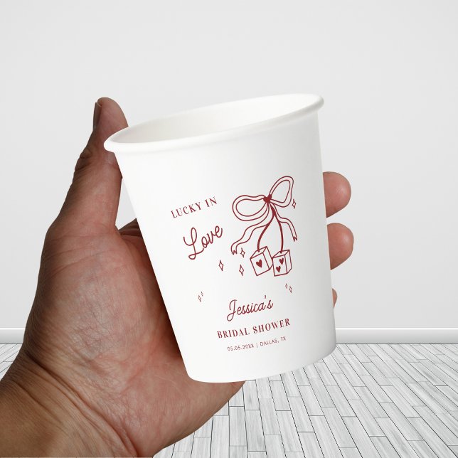 Lucky in Love Vegas Casino Dice Bridal Shower Paper Cups (Creator Uploaded)