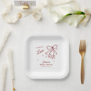 Lucky in Love Vegas Casino Dice Bridal Shower Paper Plate