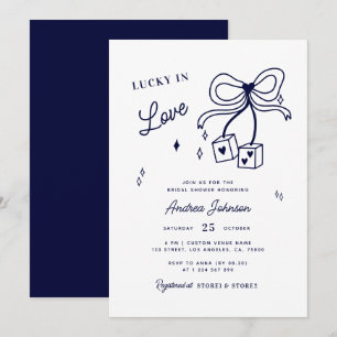 Lucky in Love Vegas Dice Casino Bow Bridal Shower Invitation