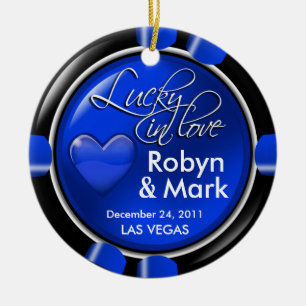Lucky in Love Vegas Newlyweds Casino Chip Ceramic Tree Decoration