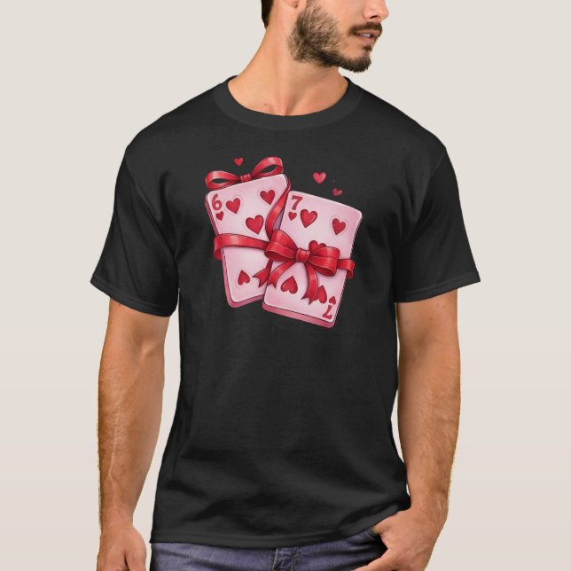 Lucky in Love: Vintage 6 & 7 of Hearts T-Shirt (Front)