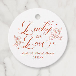 Lucky In Love Vintage Cupid Bridal Shower Favour Tags
