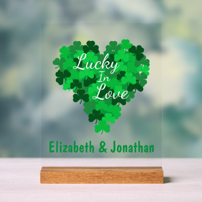 Lucky In Love Wedding Acrylic Sign (Neutral)