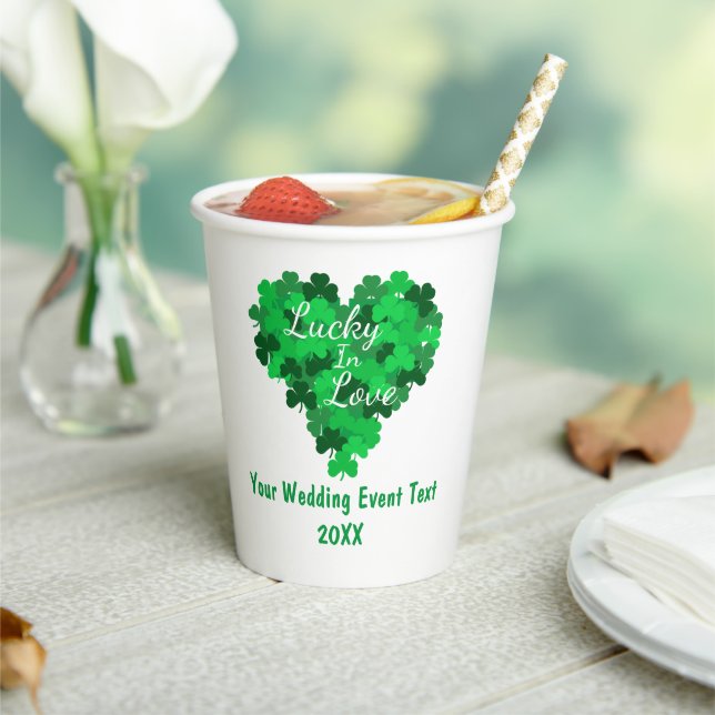 Lucky In Love Wedding Event Paper Cups (Insitu)