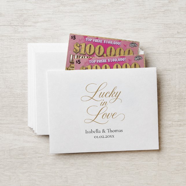 Lucky in Love Wedding Favour Gold Lottery Envelope (Creator Uploaded)