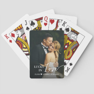 Lucky in Love wedding favour modern personalised Playing Cards