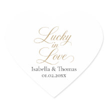 Lucky in Love Wedding Favour Stickers Heart Seal