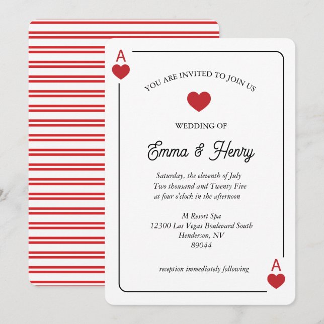 Lucky in Love Wedding Invitation  (Front/Back)