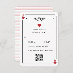 Lucky in Love Wedding RSVP Card with QR Option
