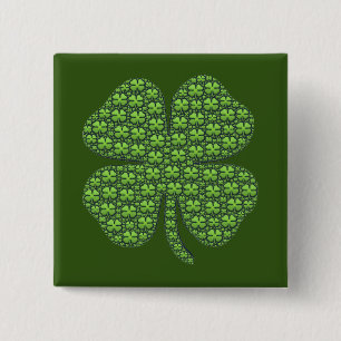 Lucky Irish Clover Dark Green 15 Cm Square Badge