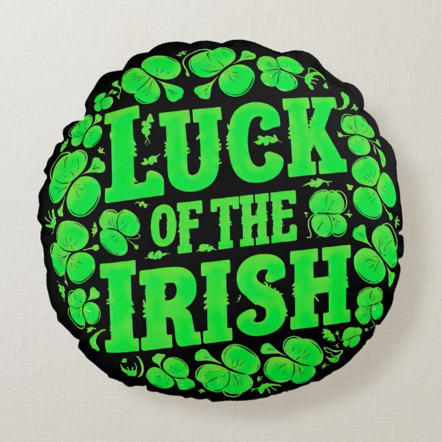 Lucky Irish Clovers Round Cushion (Front)