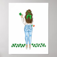 Lucky Irish Female Four Leaf Clover Art