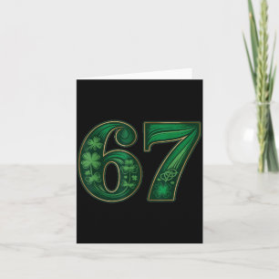 Lucky irish funny 67 six seven meme shamrock clove card