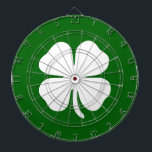 Lucky Irish Green Clover Dartboard<br><div class="desc">Lucky Emerald Green Irish Four-Leaf Clover Dartboard – Modern and minimal. Make it your own - Customise with your name, a personal phrase, or any colour of your choice to make it uniquely yours. Embrace luck and style with this sleek lucky dart board featuring a modern, minimalist four-leaf clover design....</div>