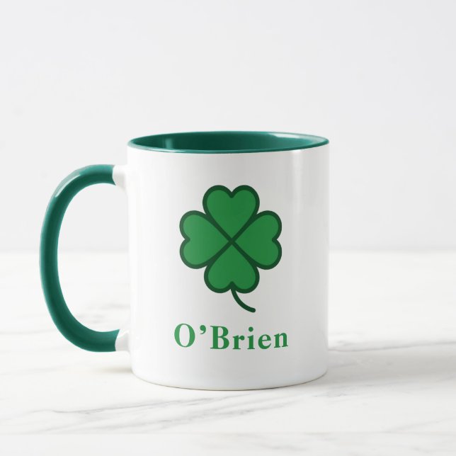 Lucky Irish Green Clover Personalised Coffee Mug (Left)