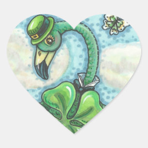 LUCKY IRISH GREEN FLAMINGO STICKERS Sheet