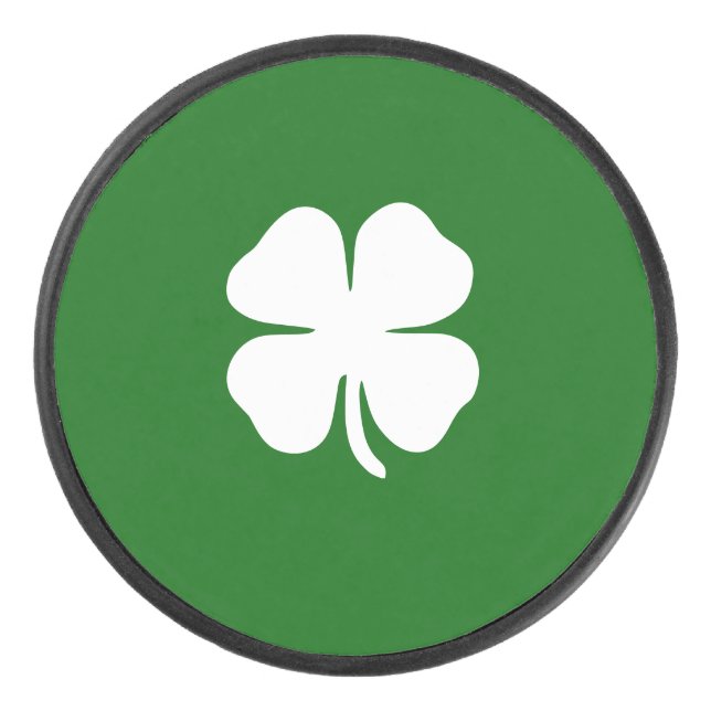 Lucky Irish Green Four Leaf Clover Hockey Puck (Front)