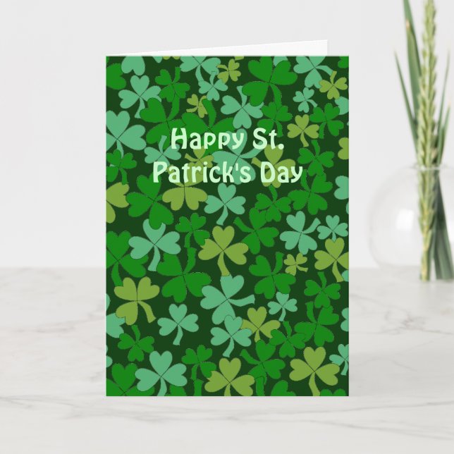 Lucky Irish Green Shamrocks Custom Card (Front)