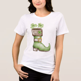 Lucky Irish Leprechaun Boot Shamrock Women's Tri-Blend Shirt