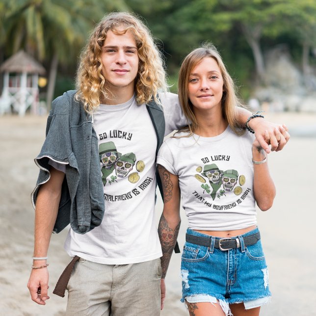 Lucky Irish Love Gift for Boyfriend Sugar Skulls  T-Shirt (Creator Uploaded)