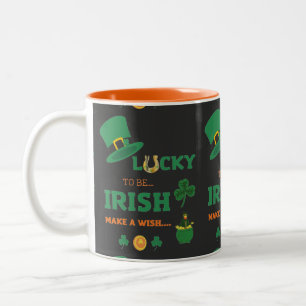 Lucky irish make a wish   Two-Tone coffee mug