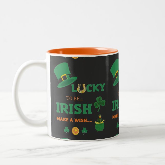 Lucky irish make a wish   Two-Tone coffee mug (Left)