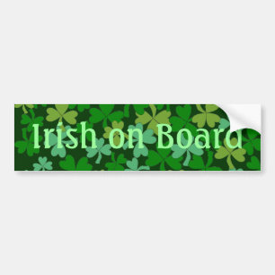 Lucky Irish on Board Green Shamrocks Custom Bumper Sticker