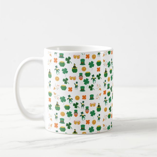Lucky Irish pattern symbols, saint patrick's day  Coffee Mug (Left)